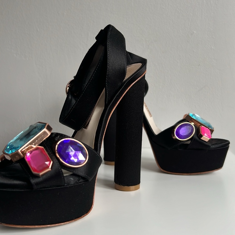 Sophia Webster Amanda Gem Embellished Platform Heels with ADDED GEMS 🩷💜💎